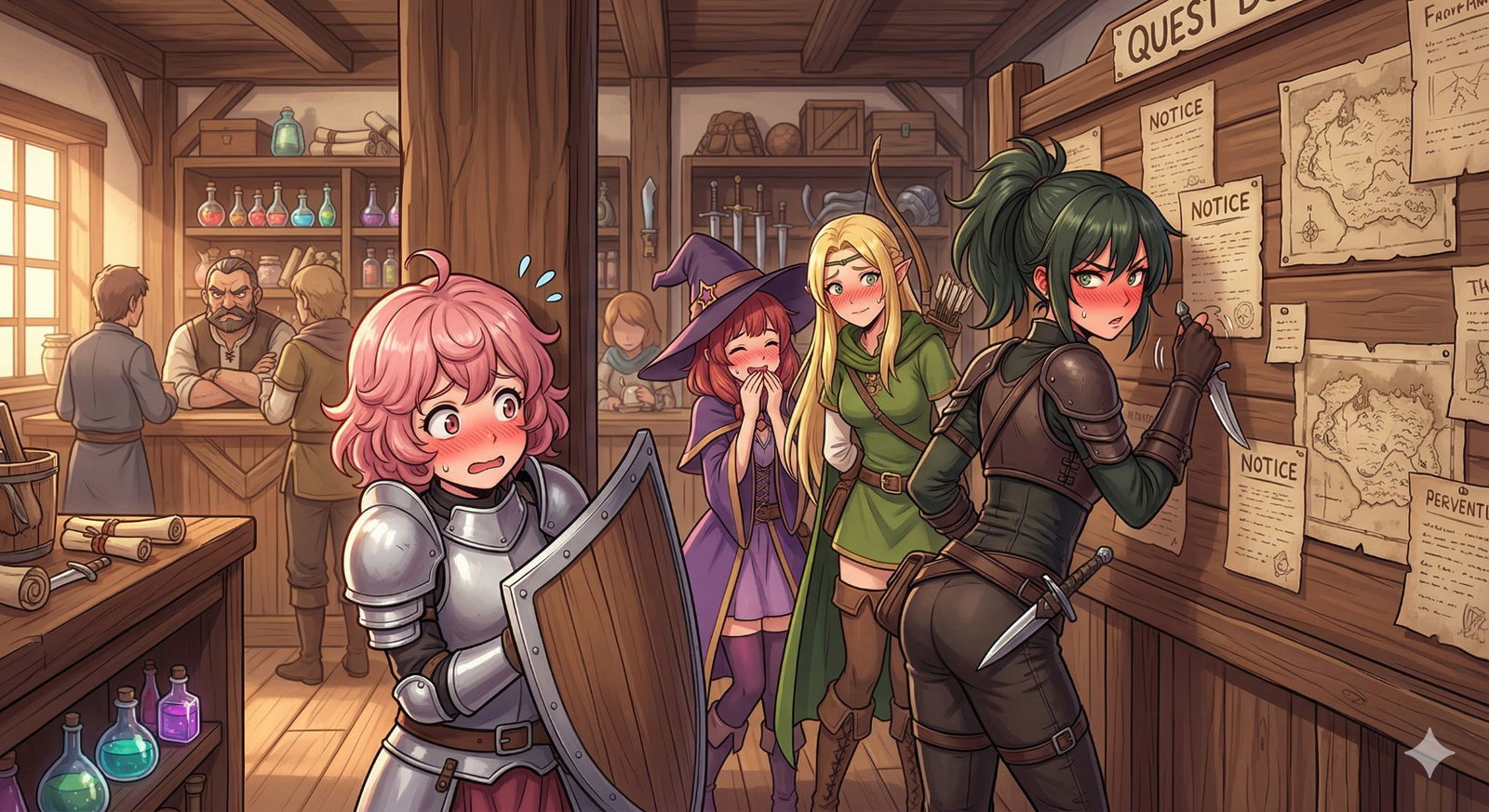 Cover art for Your Flirty Quest Party, a romance scenario on AI Dungeon