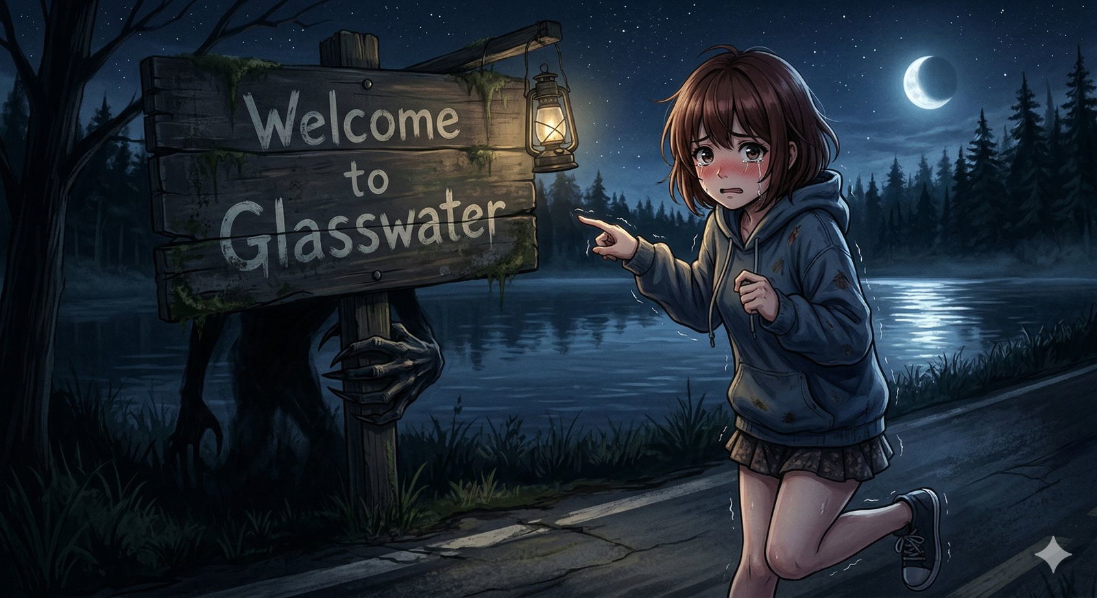 Cover art for Welcome to Glasswater, a horror scenario on AI Dungeon