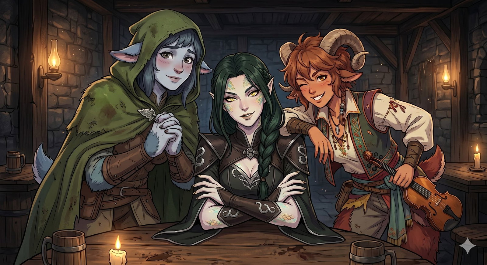 Cover art for Dare to Hold Three Hearts?, a romance scenario on AI Dungeon