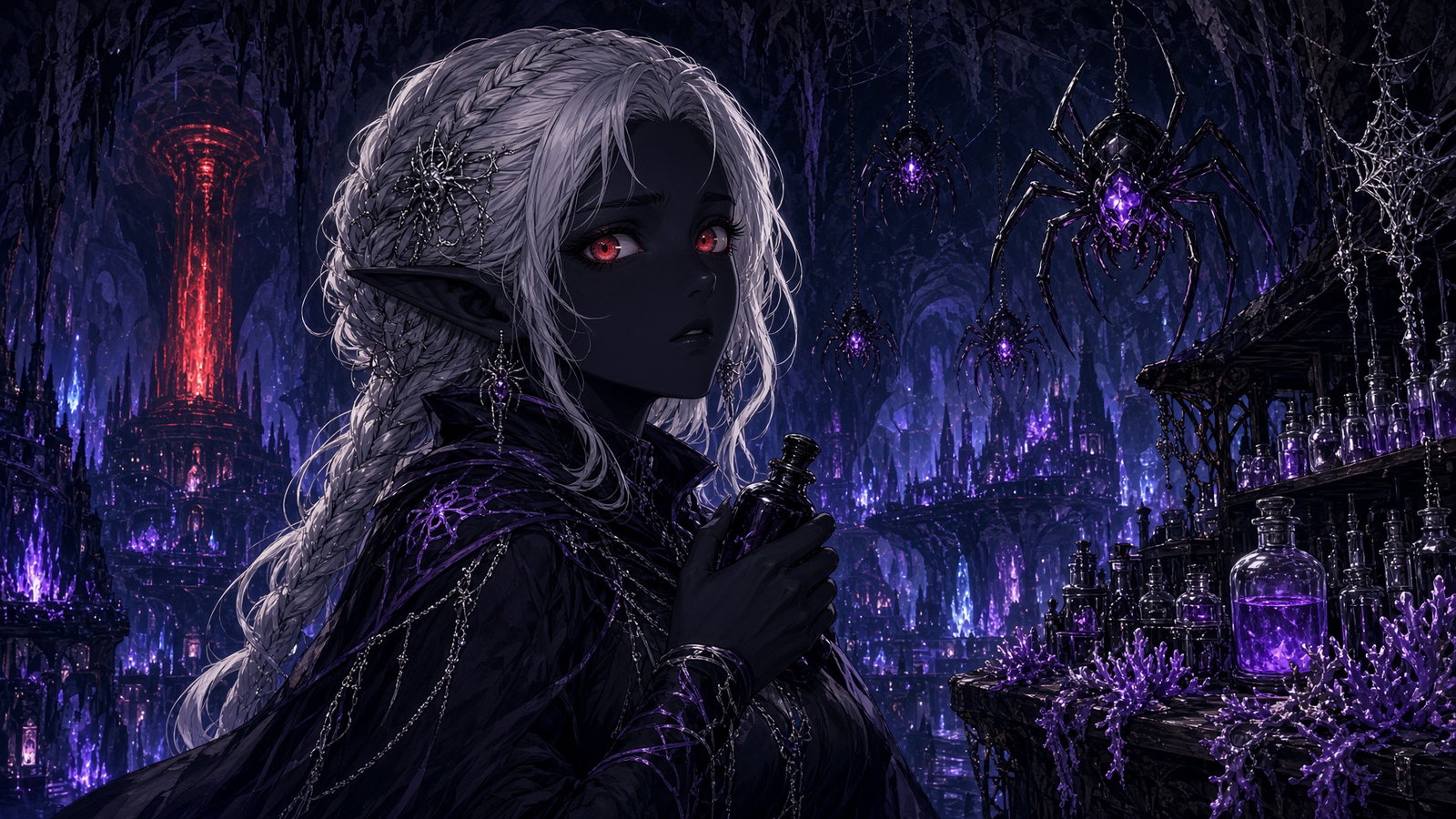 Cover art for City of Spiders: Menzoberranzan, a fantasy scenario on AI Dungeon