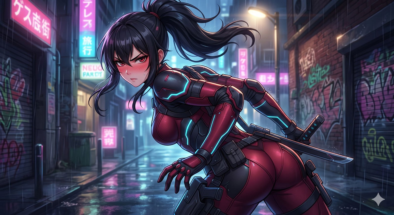 Cover art for The Nightress's Obsession, a cyberpunk scenario on AI Dungeon