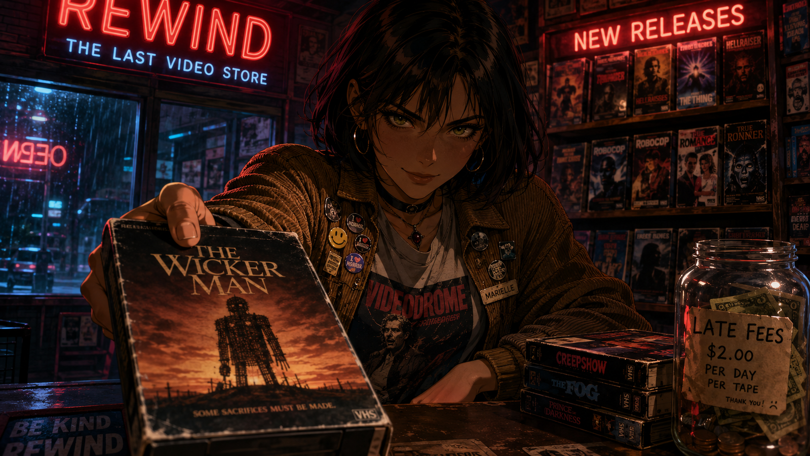 Cover art for Closing Time at the Last Video Store, a slice of life scenario on AI Dungeon