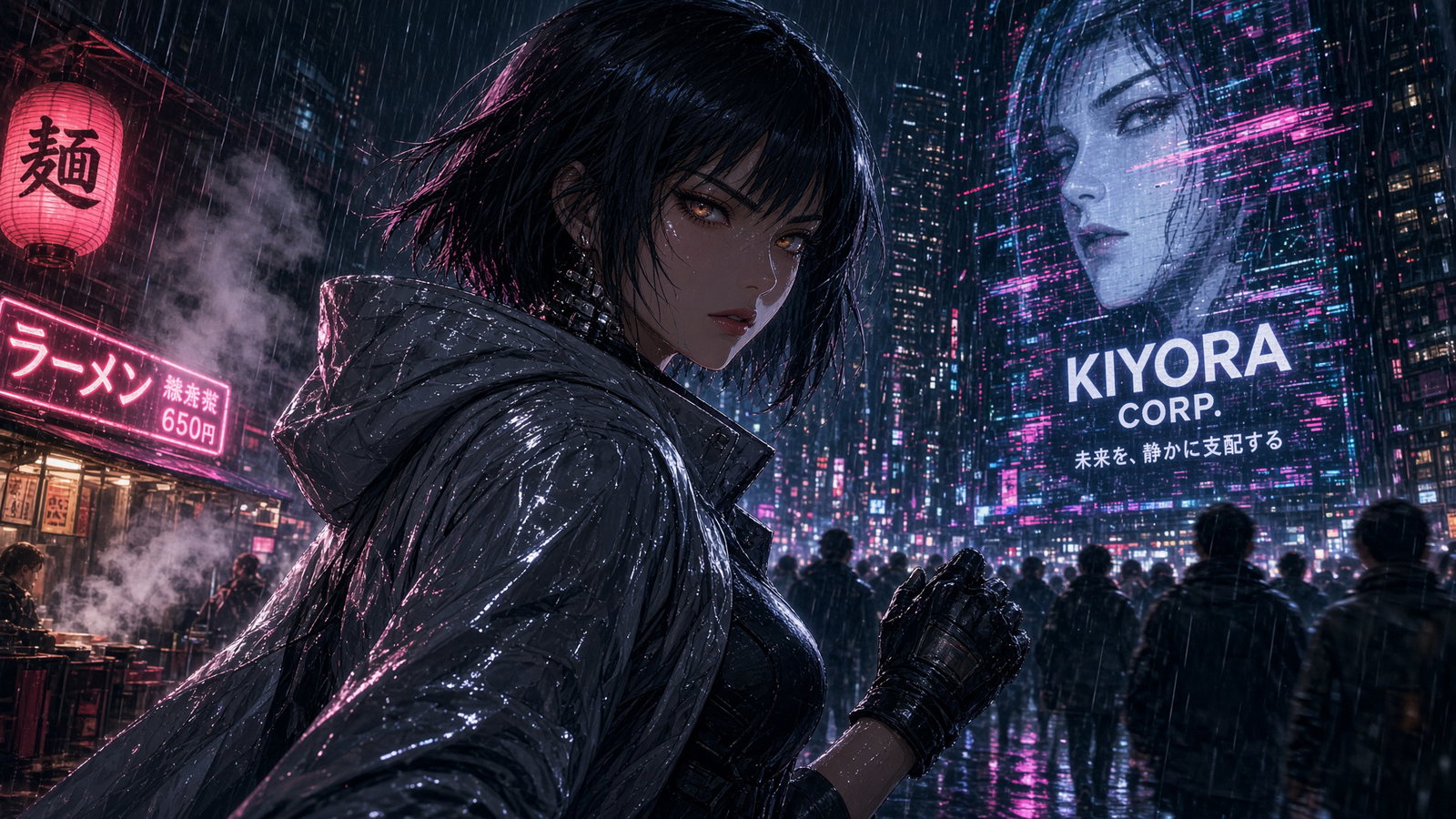 Cover art for Chrome Saints of Karodai Sprawl, a cyberpunk scenario on AI Dungeon