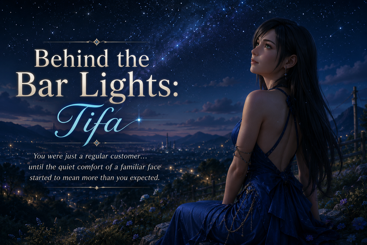 Cover art for Behind the Bar Lights: Tifa (ðŸŽ), a romance scenario on AI Dungeon
