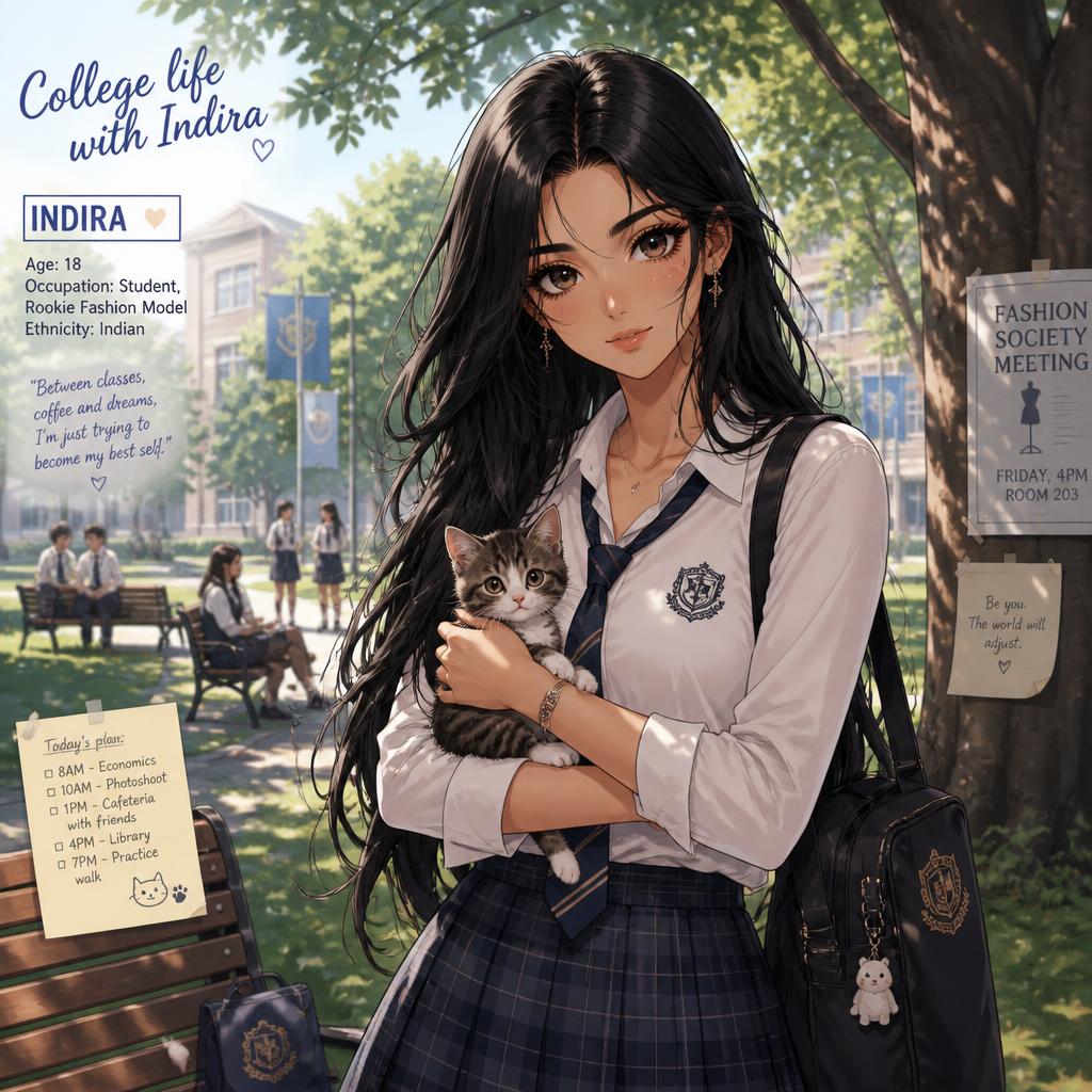 Cover art for College life with Indira, a romance scenario on AI Dungeon
