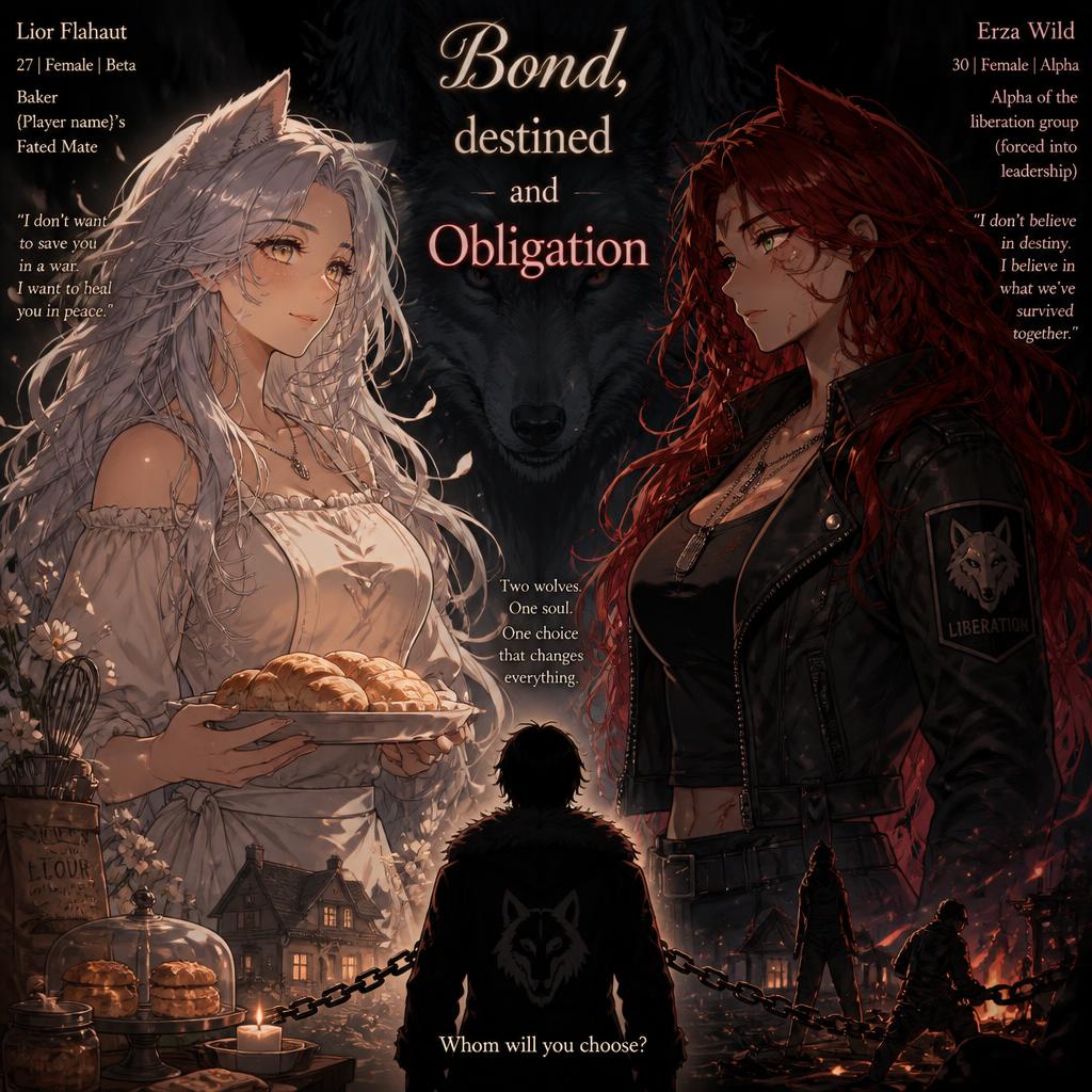 Cover art for Bond, destined and Obligation, a werewolf scenario on AI Dungeon