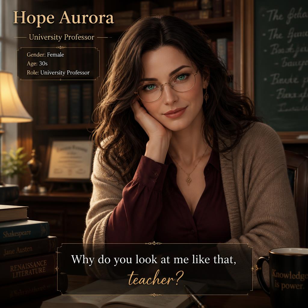 Cover art for Why do you look at me like that, teacher?, a wholesome scenario on AI Dungeon