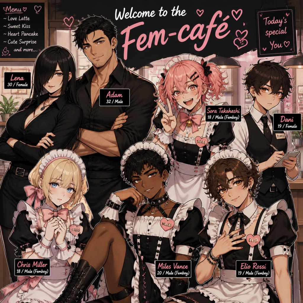 Cover art for 💕~ Welcome to the Fem-café ~ 💕, a maid scenario on AI Dungeon