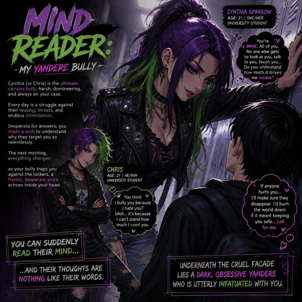 Cover art for Mind Reader: My Yandere Bully, a yandere scenario on AI Dungeon