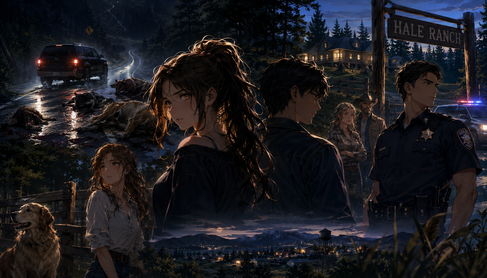 Cover art for Dead on the Mountain Road, a mystery scenario on AI Dungeon