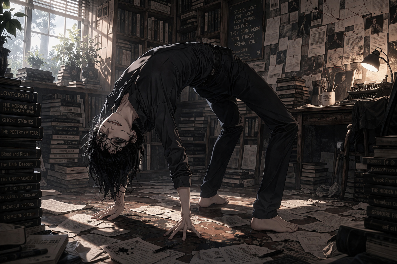 Cover art for The Writer Who Never Leaves (Male Alt), a horror scenario on AI Dungeon