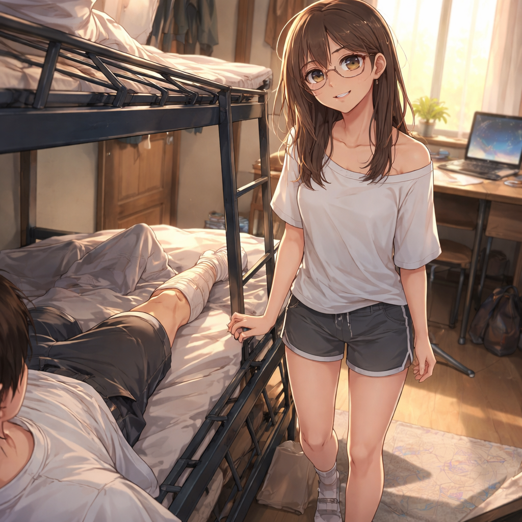 Cover art for The Broken Bunk Between Us, a roommates scenario on AI Dungeon