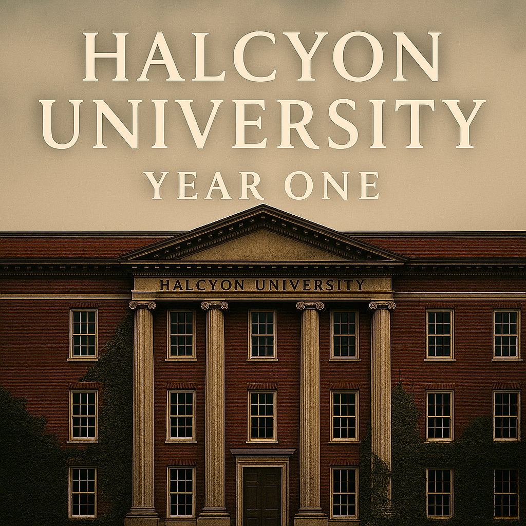 Cover art for Halcyon University: Year One, a modern scenario on AI Dungeon