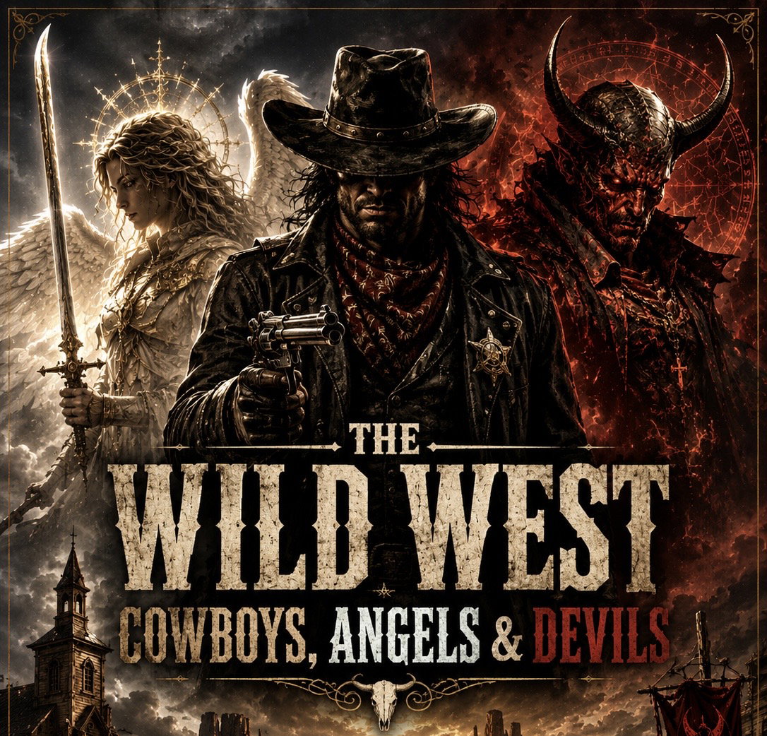 Cover art for Cowboys, Devils & Angels, a western world on Voyage