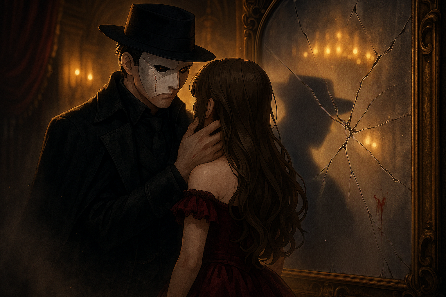 Cover art for Hunting the Opera Ghost, a phantom of the opera scenario on AI Dungeon