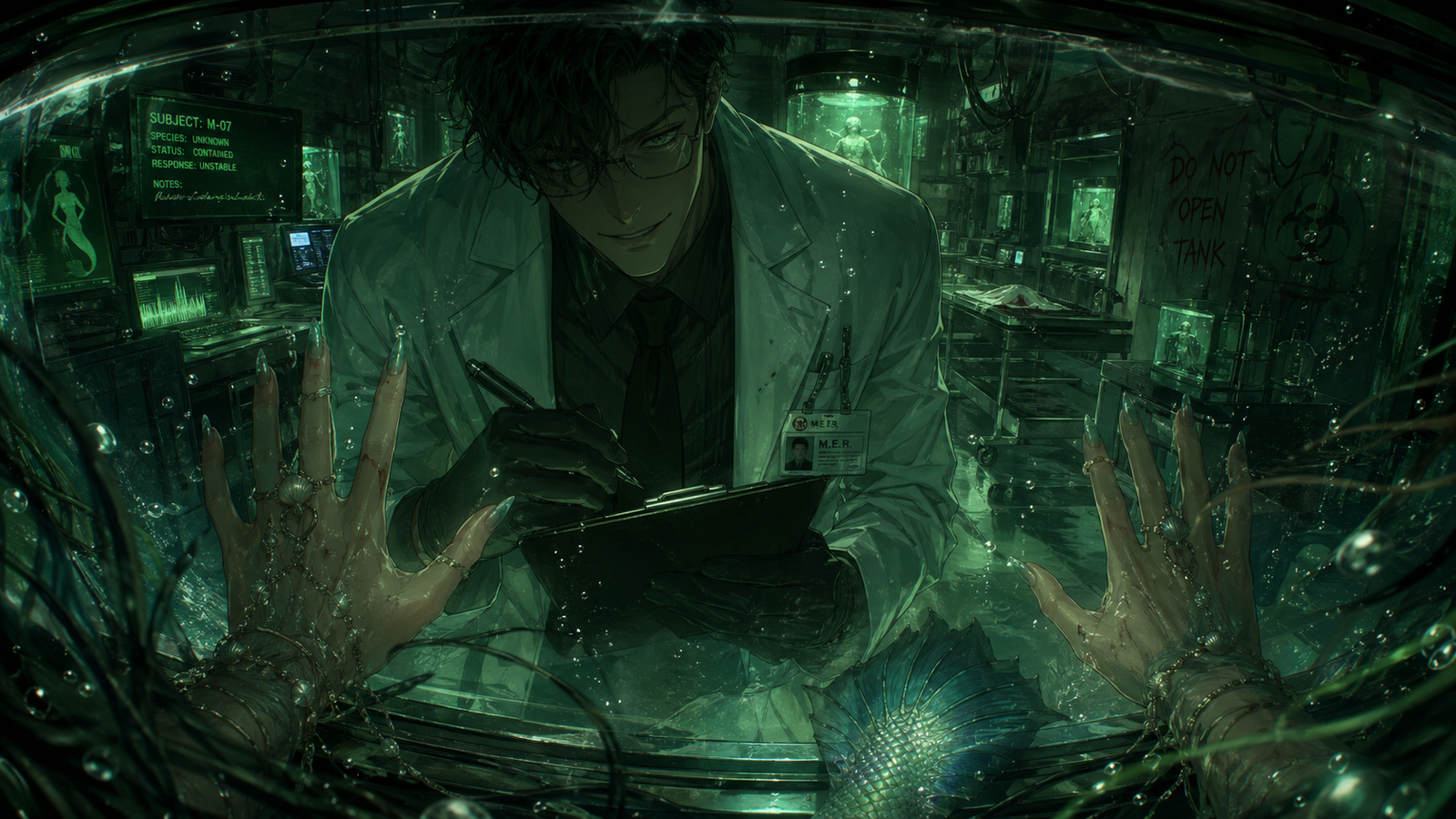 Cover art for His Unusual Specimen (š), a mermaid scenario on AI Dungeon