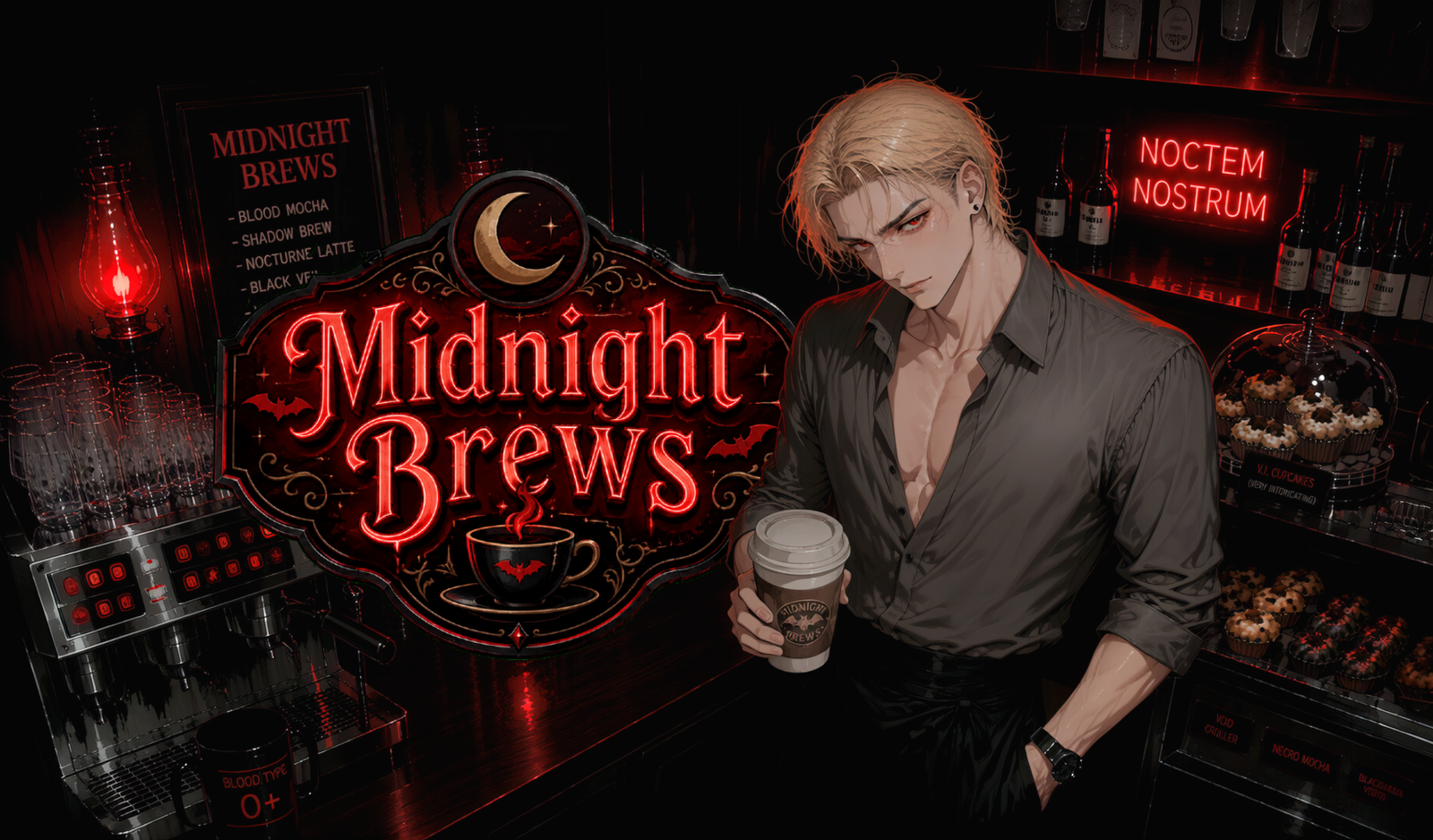 Cover art for Midnight Brews (ðŸŽ), a savehusbandos scenario on AI Dungeon