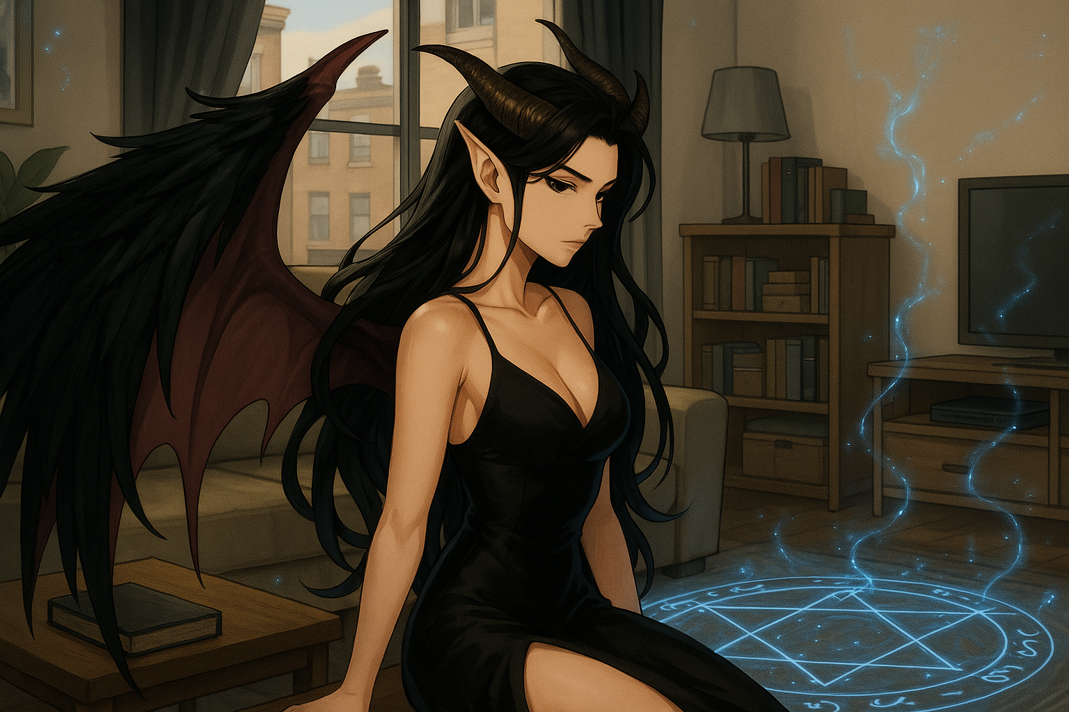 Cover art for A Summoning Gone Wrong (♀), a demon scenario on AI Dungeon