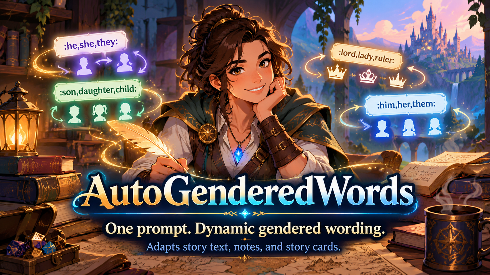 Cover art for Auto Gendered Words - Creator Tool, a script script on AI Dungeon
