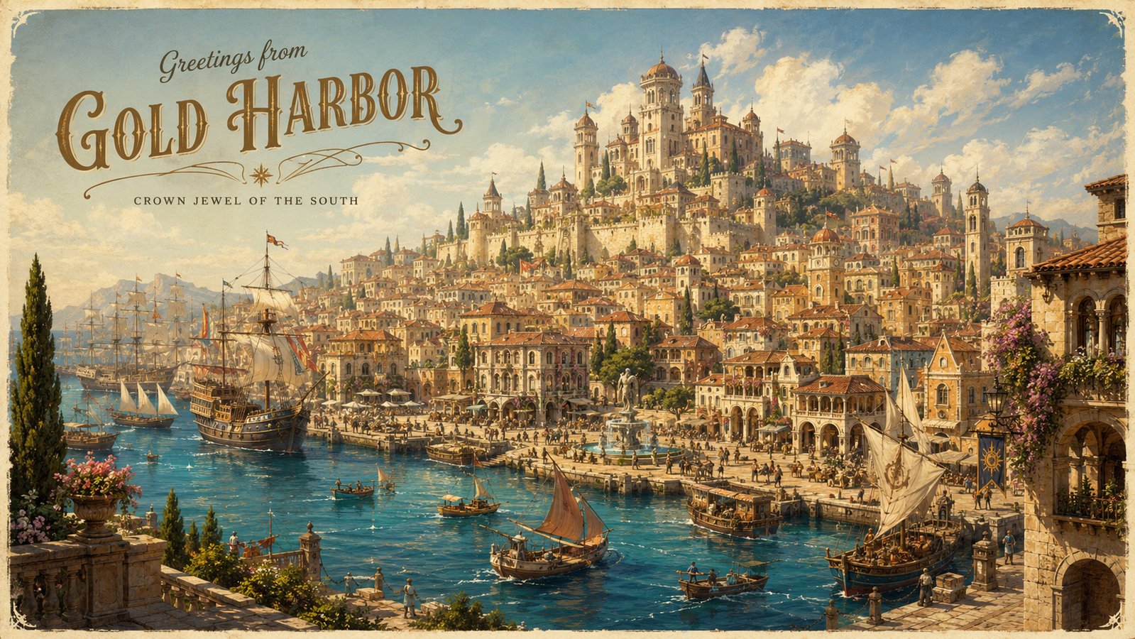 Cover art for Your first day as a Gold Harbor guard!, a fantasy scenario on AI Dungeon