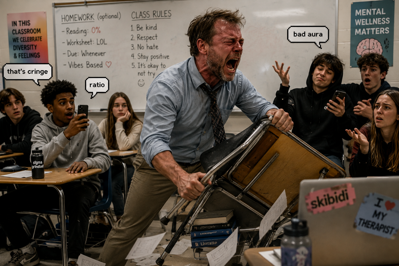 Cover art for Teacher Goes Viral, No Cap, a comedy scenario on AI Dungeon