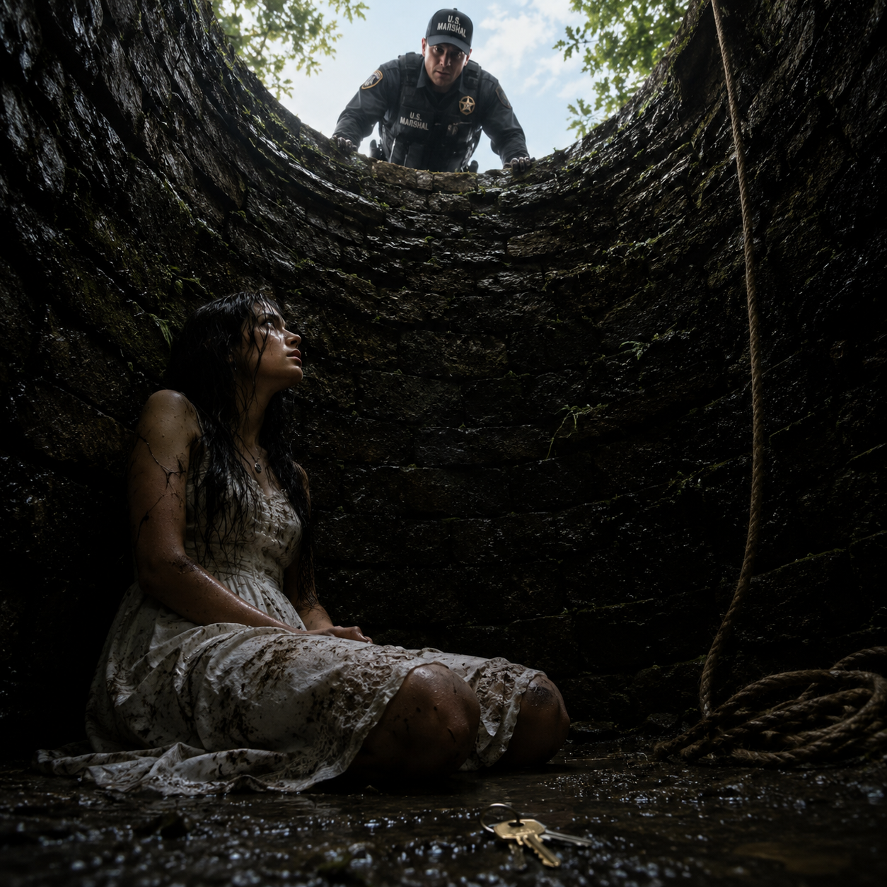 Cover art for The Girl In The Well…, a modern scenario on AI Dungeon