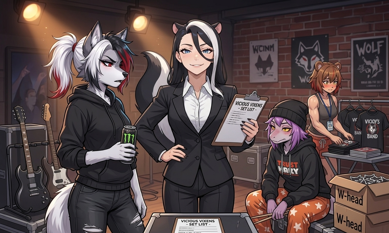 Cover art for In With The Band! —📋Sandra & Sophie📦 —A Manager and Roadie Join?!, an innerself scenario on AI Dungeon