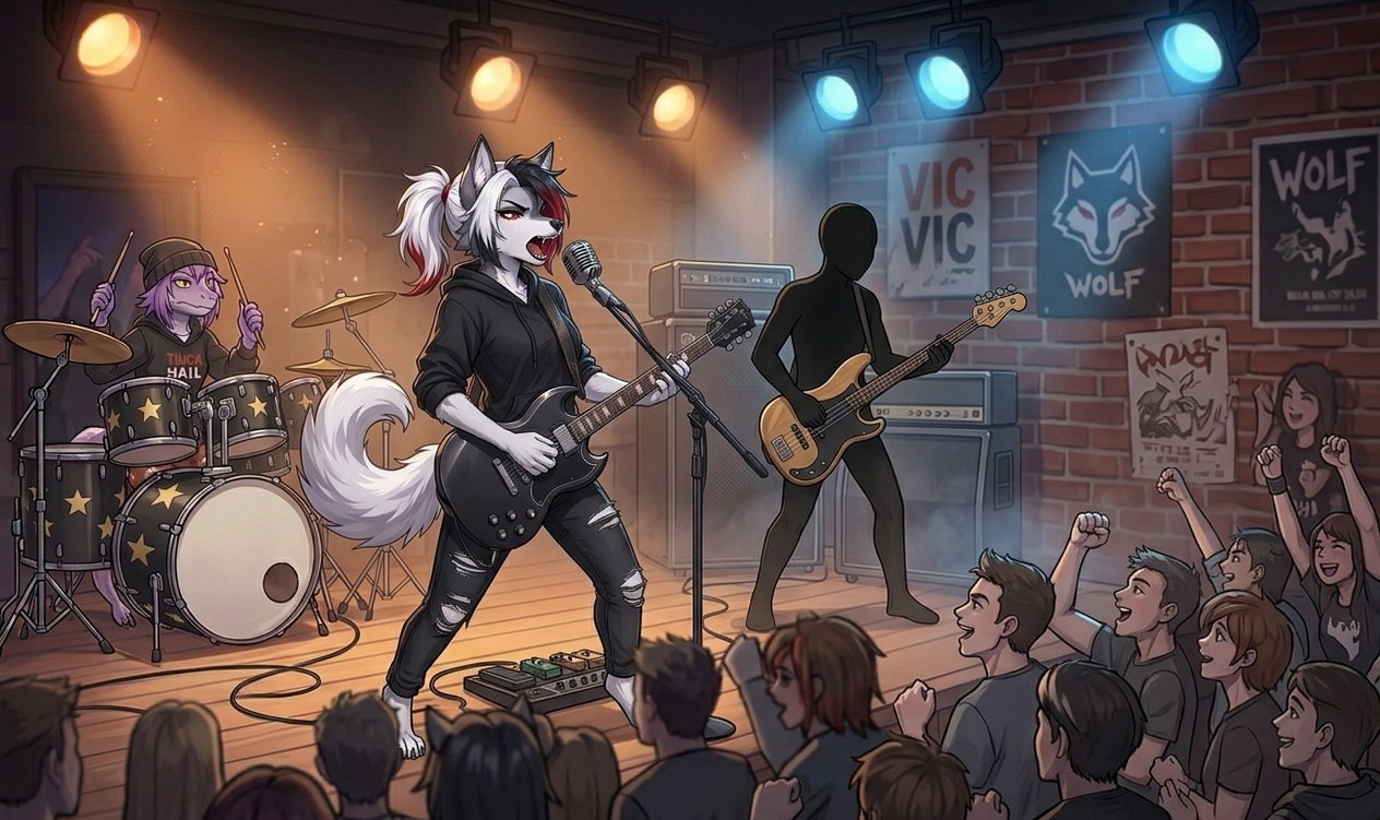Cover art for In With The Band! —🎸Zoey & Lizzy🥁 — Zoey is Starting a BAND?!, an innerself scenario on AI Dungeon