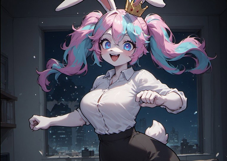 Cover art for Couch Crashers —🐇 Luna 👑— Queen of the Egg?!?, a romance scenario on AI Dungeon