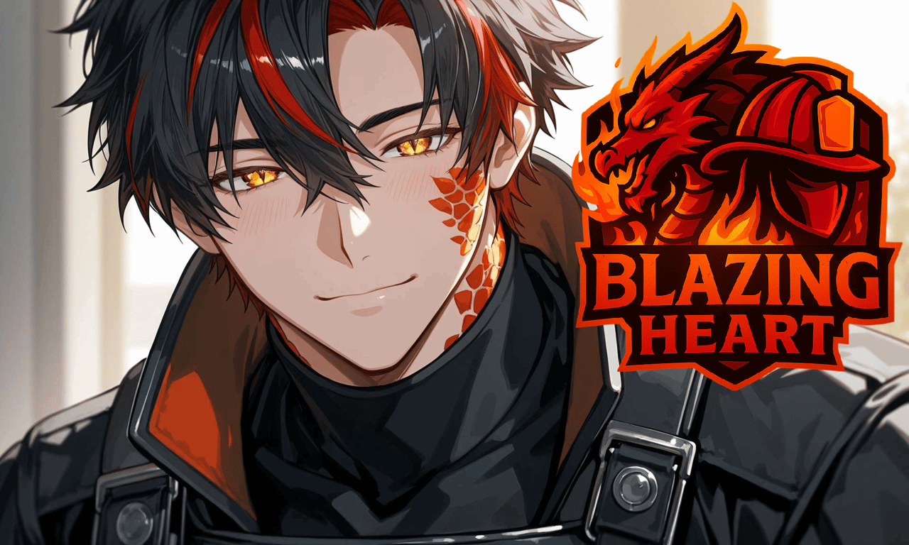 Cover art for Blazing heart (Dragon firefighter), a romance scenario on AI Dungeon