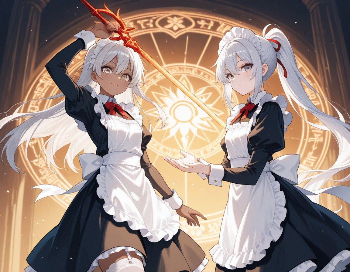 Cover art for Maids of Shadows: A Dance of Blades and Bonds, a maid scenario on AI Dungeon
