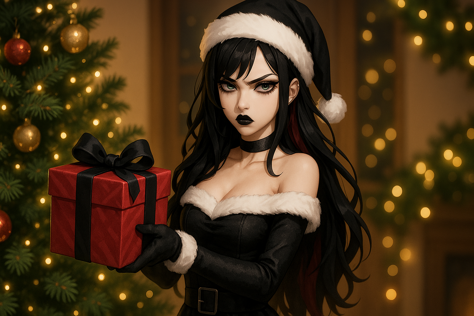 Cover art for Santa's goth daughter, a christmas scenario on AI Dungeon