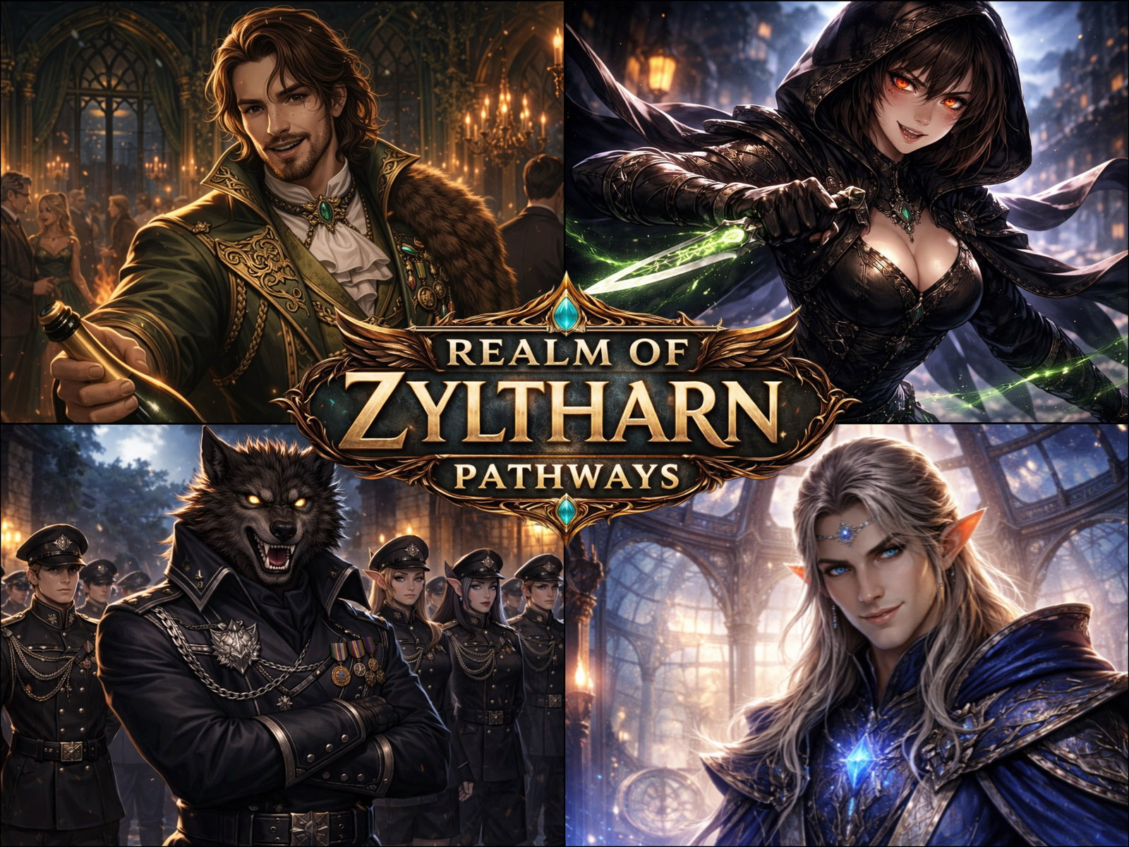 Cover art for Realm of Zyltharn Pathways , a fantasy scenario on AI Dungeon