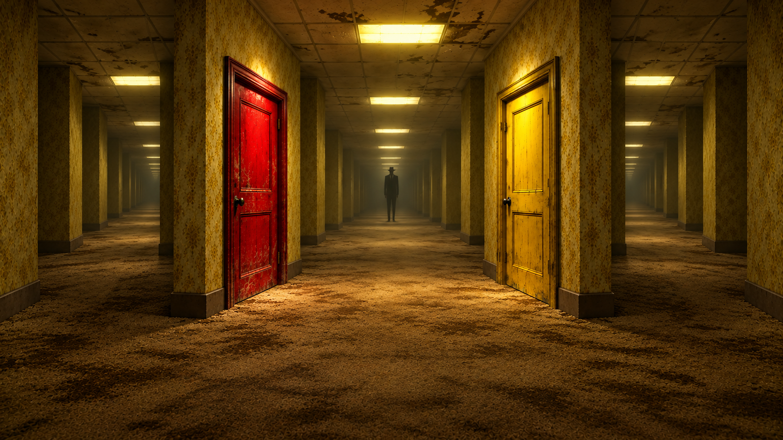 Cover art for Red Door, Yellow Door, a fantasy scenario on AI Dungeon