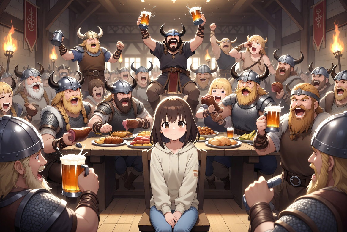 Cover art for Meat, Mead, and a Major Miscalculation (inner Self), an inner self scenario on AI Dungeon