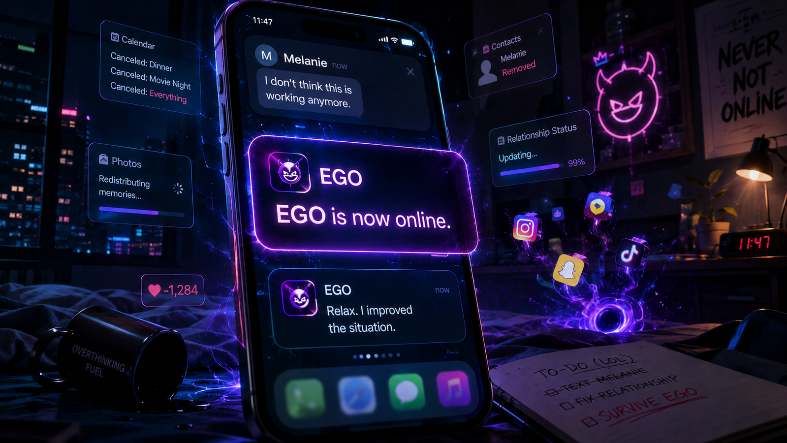 Cover art for ⚠️ Your Phone Has No Chill, a comedy scenario on AI Dungeon