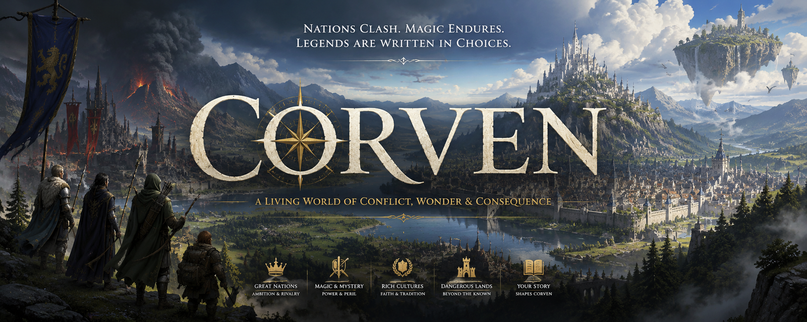 Cover art for Corven, a fantasy world on Voyage