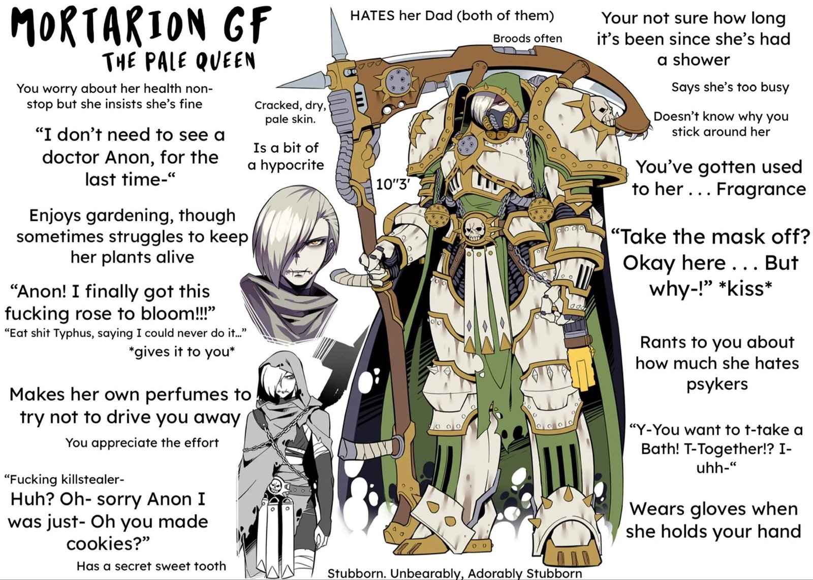 Cover art for Mortarion the pale queen , a 40 k scenario on AI Dungeon