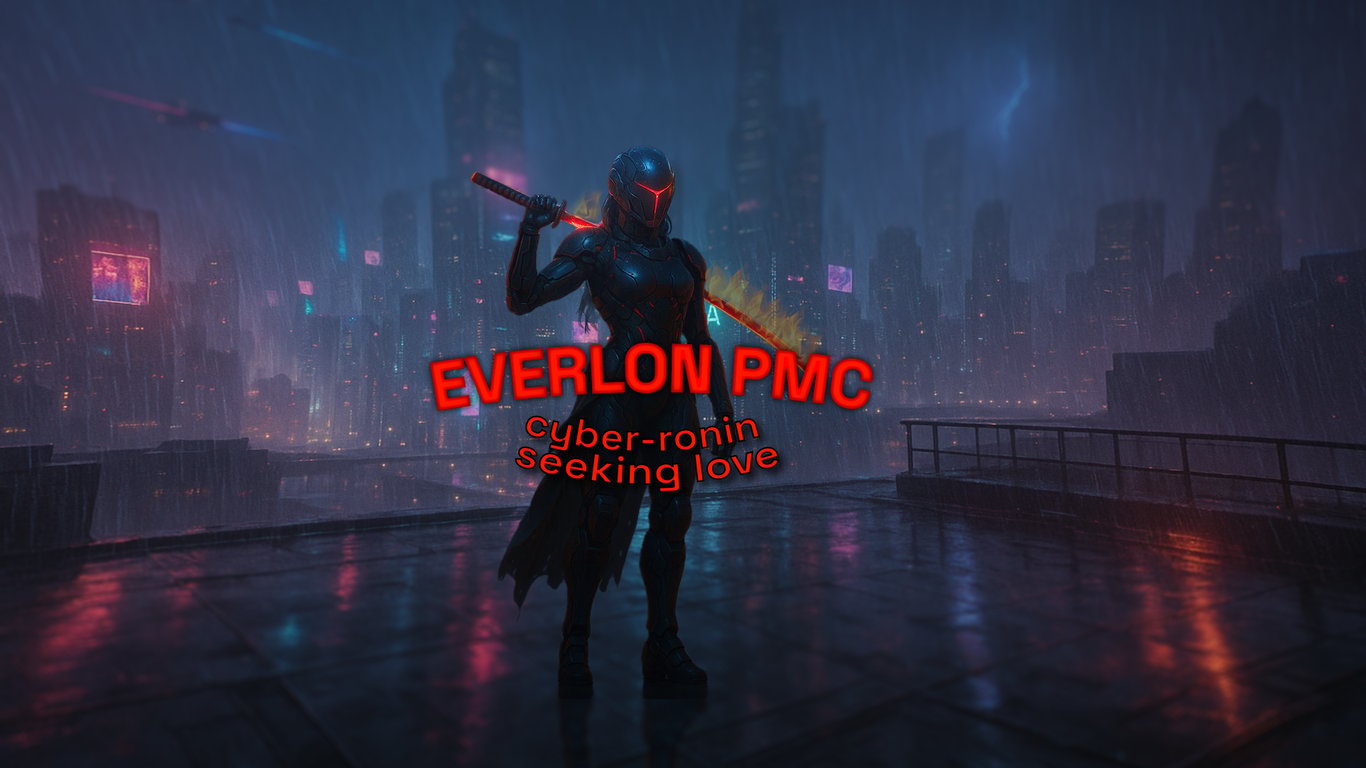 Cover art for (ðŸŽ) Cyber-Ronin Seeking Love - Everlon PMC, a scifi scenario on AI Dungeon
