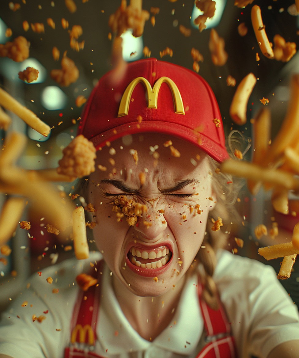 Cover art for McDonald's Food Fight, a humorous scenario on AI Dungeon