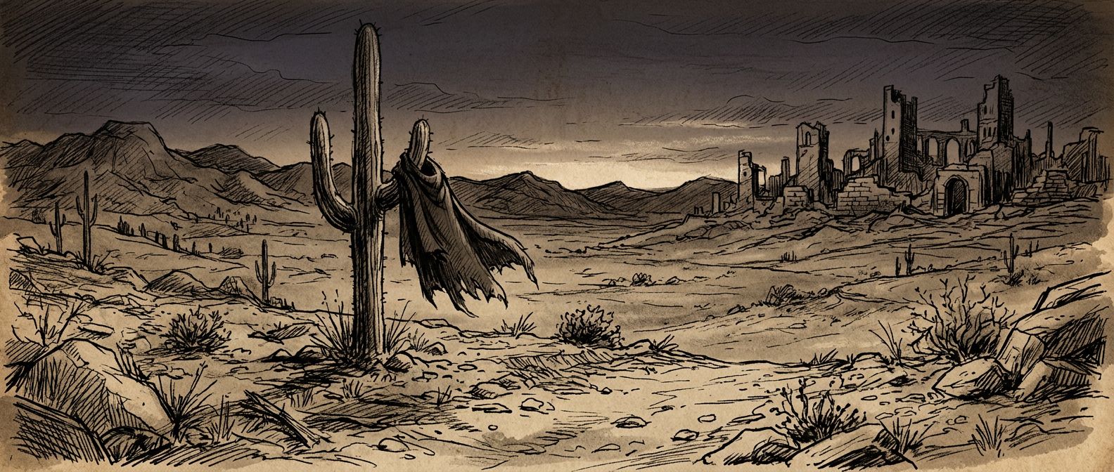 Cover art for The Land Without Dawn, a horror scenario on AI Dungeon