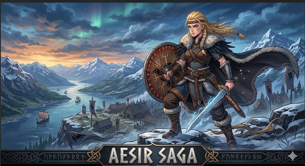 Cover art for Aesir The Golden Lands Saga, an adventure scenario on AI Dungeon