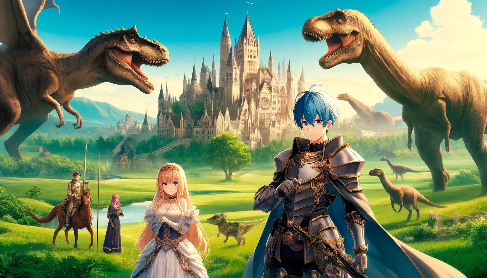 Cover art for Dinosaur Queen's Guard, a fantasy scenario on AI Dungeon