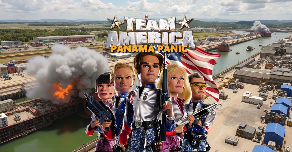 Cover art for Team America: Panama Panic 🦅, a comedy scenario on AI Dungeon