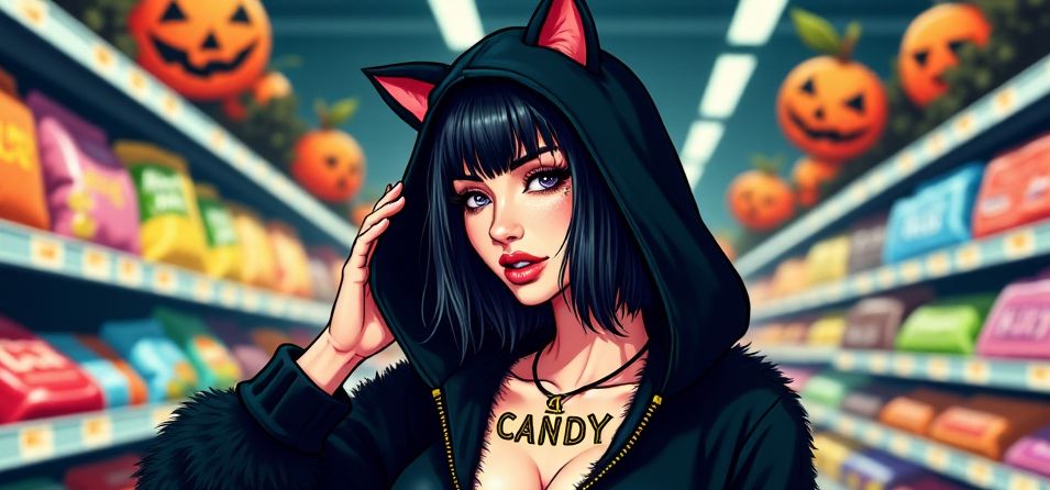 Cover art for 🎶I Want Candy🎶, a halloween scenario on AI Dungeon