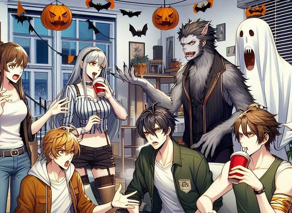 Cover art for SP🎃🎃KY Disaster Housemates (Halloween Edition), a roommates scenario on AI Dungeon
