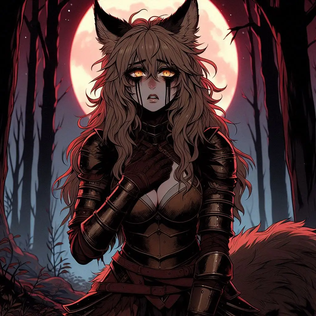 Cover art for Bloodmoon Rising, a halfwolf scenario on AI Dungeon