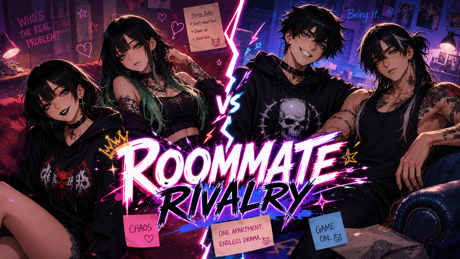 Cover art for Roommate Rivalry, a roommate scenario on AI Dungeon
