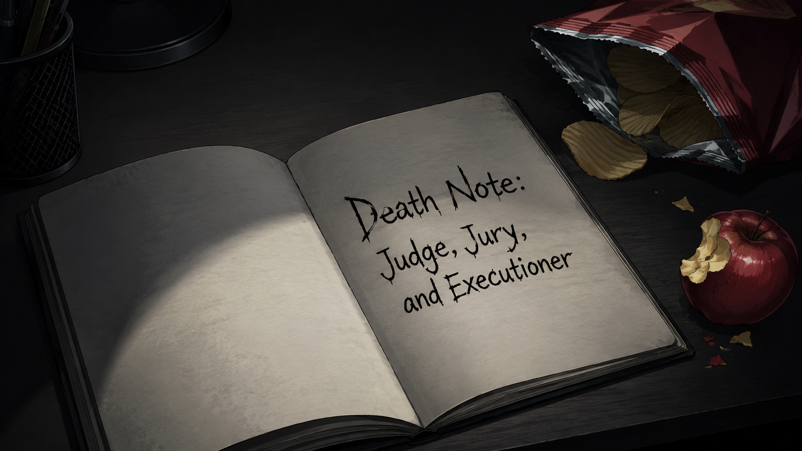 Cover art for Death Note: Judge, Jury, and Executioner, a death note scenario on AI Dungeon