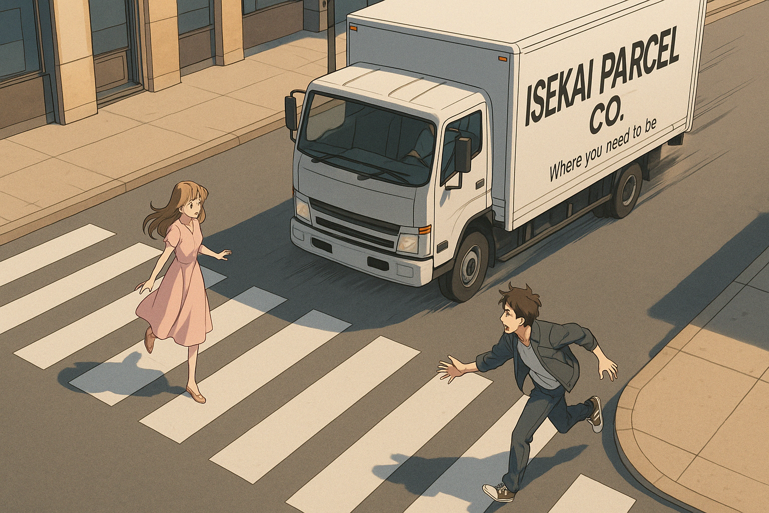 Cover art for Truck Crossed Lovers, an isekai scenario on AI Dungeon